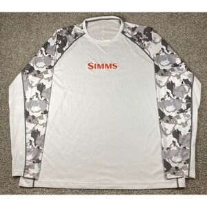 Simms Men White Camo Long Sleeve Performance Fishing Shirt 3XL 44980